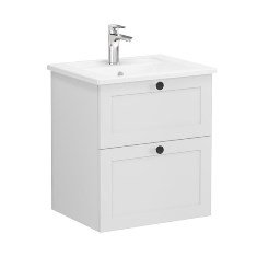 Vitra Root Classic 68835 Lavabo Dolabı, İki Çekmeceli, 60 Cm, Mat Açık Gri, Köşeli Lavabolu